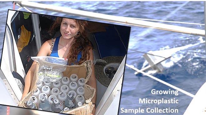 Nicole Trenholm and the growing collection of samples from the Pacific garbage patch ©  SW